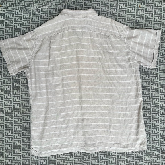 EDDIE BAUER Linen Blend Short Sleeve Button Down - Gray/Beige - 2XL - Picture 3 of 10